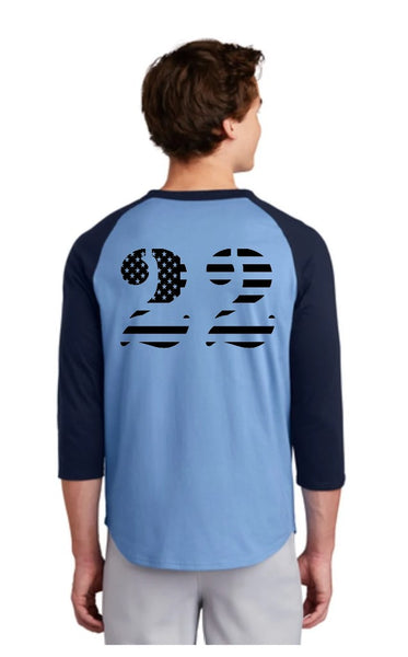 Baseball Shirt 3/4 Sleeve Caroline Blue and Navy